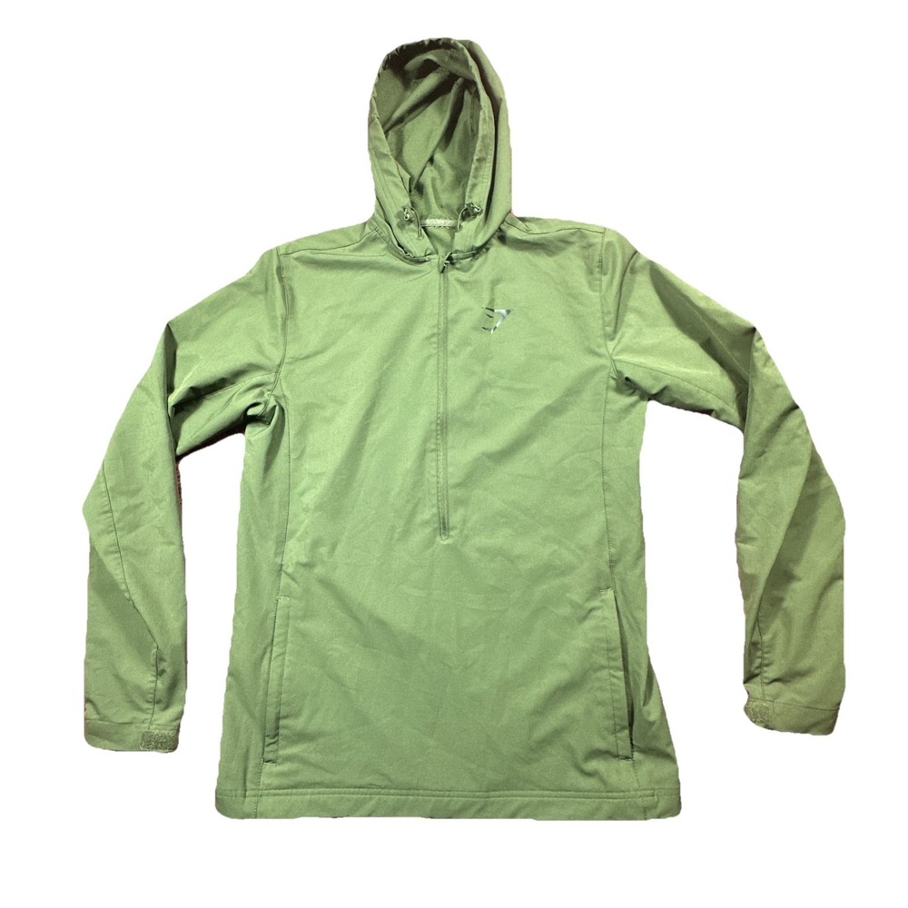 Gymshark Performance Pullover Jacket Mens Half Zip Hooded Large Green